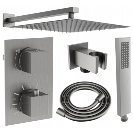Mexen Cube DR02 podomietková sprchová sada s dažďovou hlavicou 30 cm, kifa sivá leštená - 77502DR0230-66