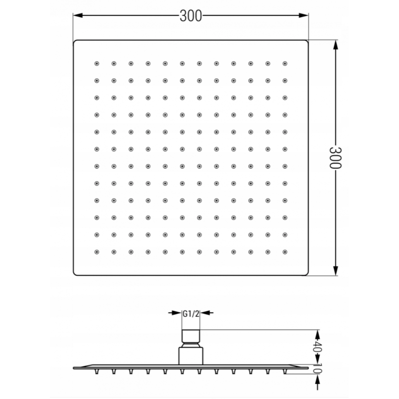 Mexen Cube DR02 podomietková sprchová sada s dažďovou hlavicou 30 cm, čierna - 77502DR0230-70