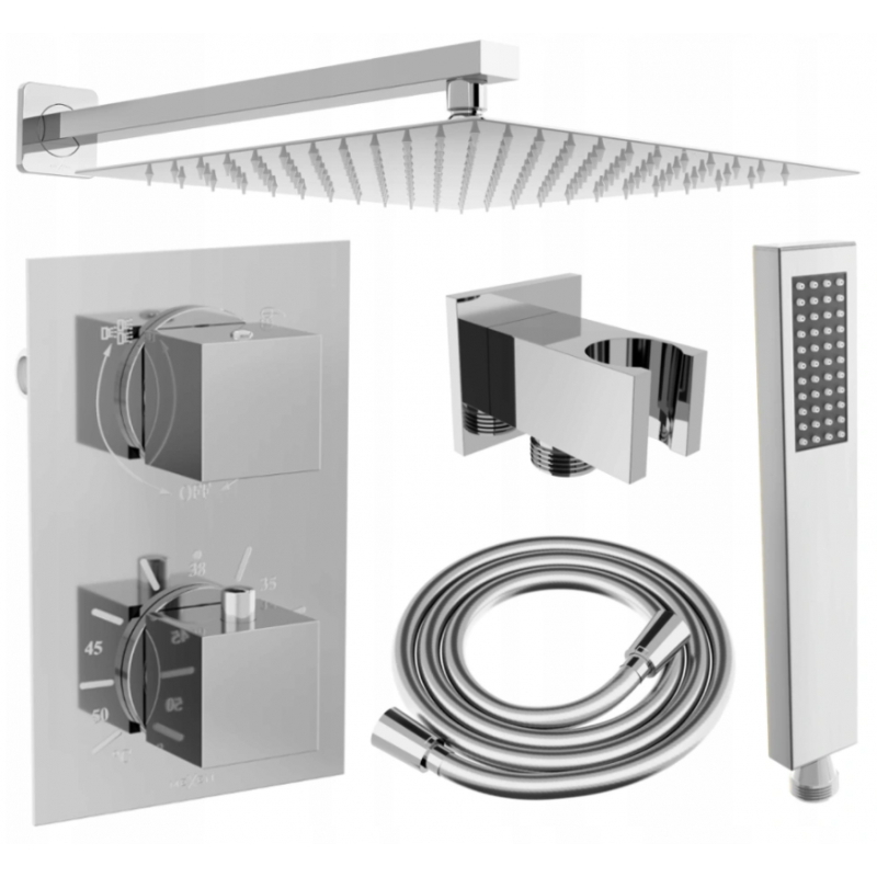 Mexen Cube DR02 podomietková sprchová súprava s dažďovou sprchou 25 cm, chróm - 77502DR0225-00
