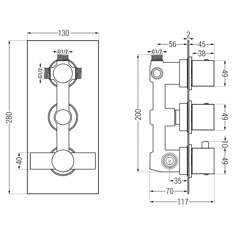 Mexen Cube DR02 podomietková vaňovo-sprchová sada s dažďovou hlavicou 25 cm, chróm - 77503DR0225-00