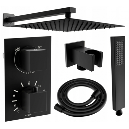 Mexen Cube DR02 podomietkový sprchový set s dažďovou sprchou 25 cm, čierny - 77502DR0225-70
