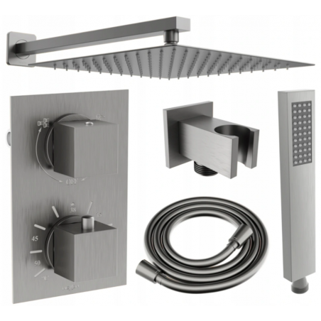 Mexen Cube DR02 podomietková sprchová sada s dažďovou hlavicou 25 cm, brúsená tmavosivá - 77502DR0225-66