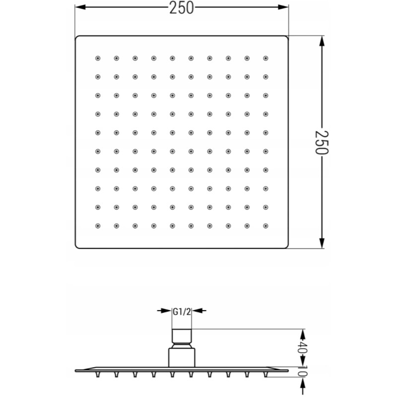 Mexen Cube DR02 podomietková sprchová sada s dažďovou hlavicou 25 cm, brúsená tmavosivá - 77502DR0225-66