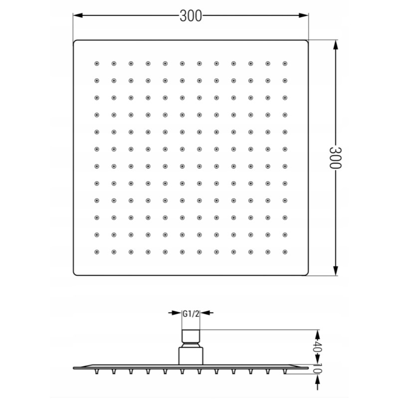 Mexen Cube DR02 súprava vaňovo-sprchová podomietková s dažďovou sprchou 25 cm, gun gray brúsená - 77503DR0225-66