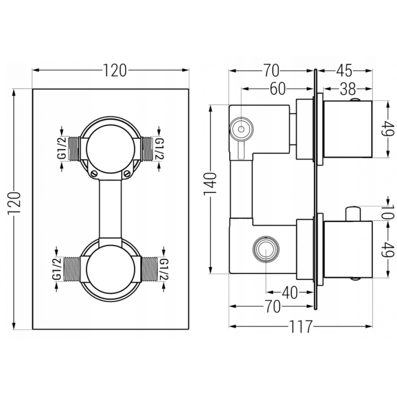 Mexen Cube DR02 sada sprchová podomietková s dažďovou hlavicou 25 cm, zlatá - 77502DR0225-50