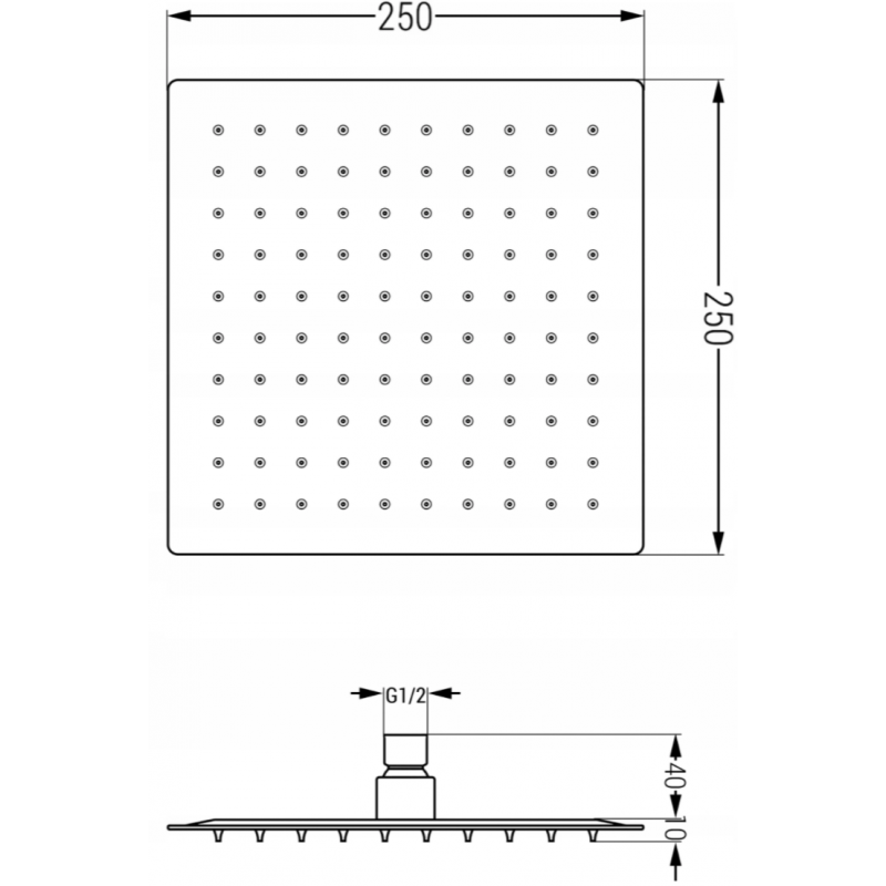Mexen Cube DR02 sada sprchová podomietková s dažďovou hlavicou 25 cm, zlatá - 77502DR0225-50