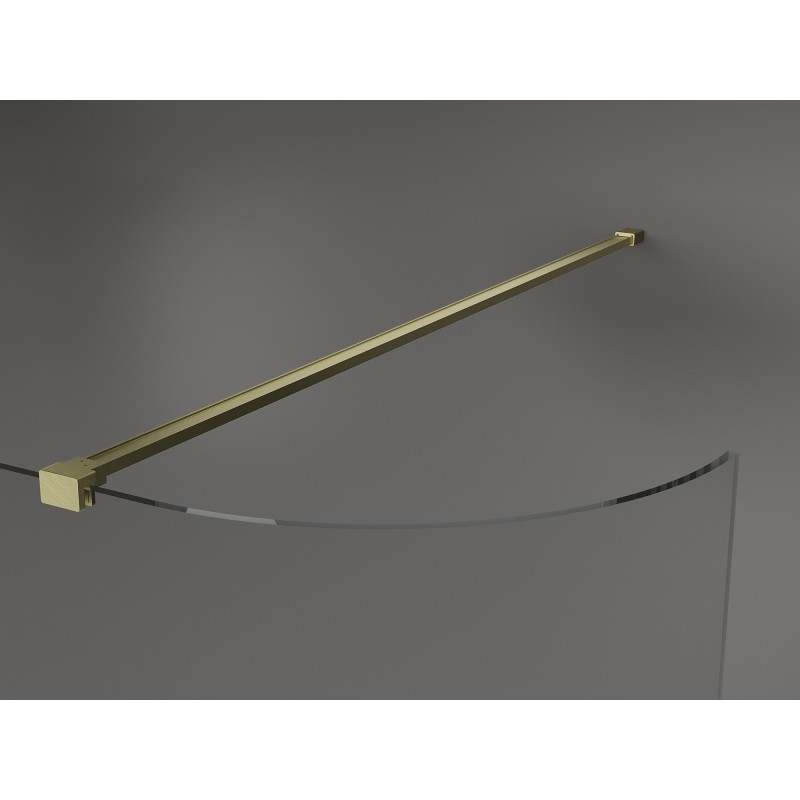 Mexen Kioto-R zaoblená sprchová stena Walk-in 130 x 200 cm, priehľadná 8 mm, zlatá kartáčovaná - 800-130-101-55-06