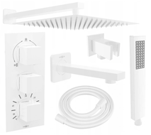 Mexen Cube DR02 podomietková vaňová a sprchová sada s dažďovou sprchou 30 cm, biela - 77503DR0230-20