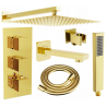 Mexen Cube DR02 podomietkový vaňovo-sprchový set s dažďovou sprchou 30 cm, zlatý - 77503DR0230-50