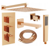 Mexen Cube DR02 podomietkový vaňovo-sprchový set s dažďovou hlavicou 30 cm, ružové zlato - 77503DR0230-60