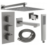 Mexen Cube DR02 podomietkový vaňovo-sprchový set s dažďovou hlavicou 25 cm, grafit - 77503DR0225-66