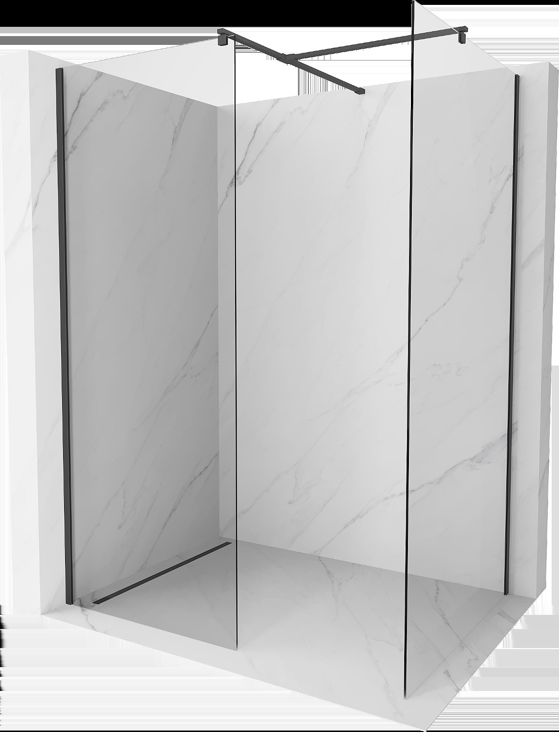 Mexen Kioto sprchová zástena Walk-in 130 x 95 cm, transparentná, čierna - 800-130-202-70-00-095