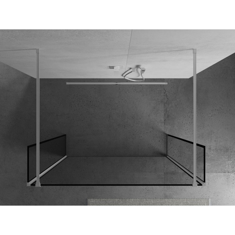 Mexen Kioto voľne stojaca sprchová stena 90 x 30 x 30 cm, čierny rám, biela - 800-090-030-222-20-70-030