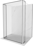 Mexen Kioto samostatná sprchová stena 110 x 30 x 30 cm, čierny rám, biela - 800-110-030-222-20-70-030