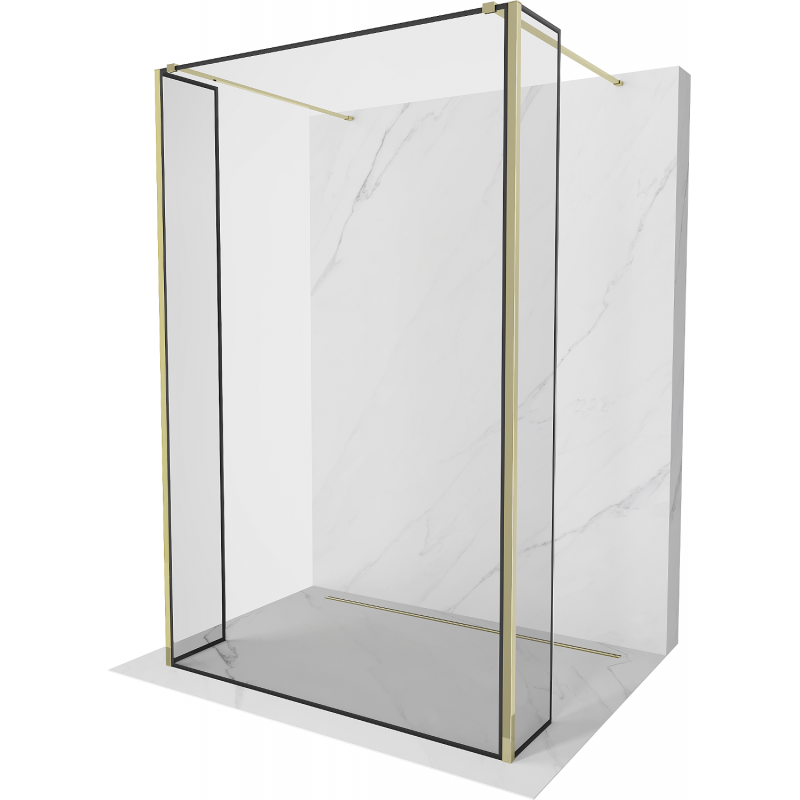 Mexen Kioto sprchová stena voľne stojaca 90 x 30 x 30 cm, čierny vzor, zlatá - 800-090-030-222-50-70-030