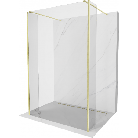 Mexen Kioto voľne stojaca sprchová stena 110 x 30 x 30 cm, priehľadná, zlatá kartáčovaná - 800-110-030-222-55-00-030