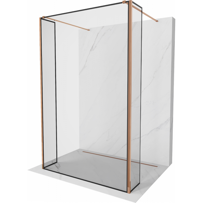 Mexen Kioto voľne stojaca sprchová stena 120 x 30 x 30 cm, čierny vzor, ružové zlato - 800-120-030-222-60-70-030