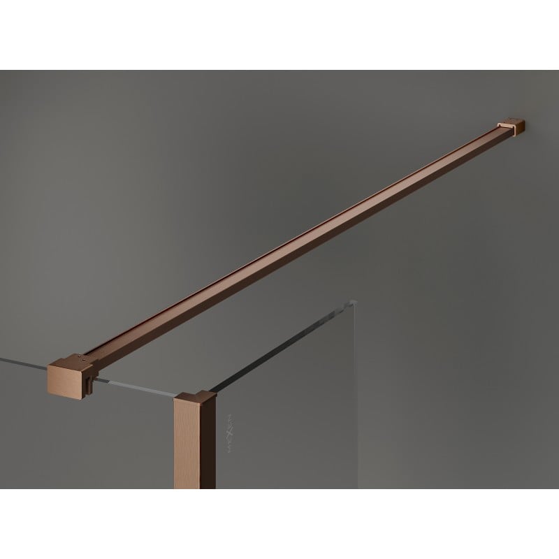 Mexen Kioto samostatná sprchová stena 120 x 30 x 30 cm, transparentná, brúsená meď - 800-120-030-222-65-00-030