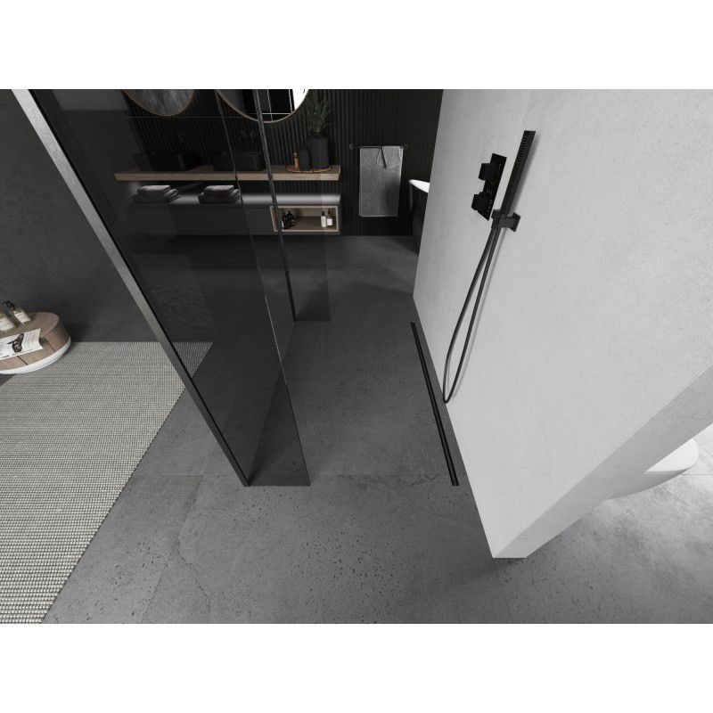 Mexen Kioto voľne stojaca sprchová stena 115 x 30 x 30 cm, priehľadná, gun gray brúsená - 800-115-030-222-66-00-030