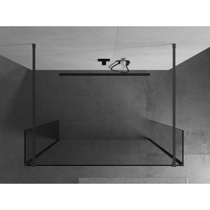 Mexen Kioto voľne stojaca sprchová stena 170 x 30 x 30 cm, transparentná, brúsená v tmavosivej farbe