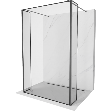 Mexen Kioto Samostatná sprchová stena 90 x 30 x 30 cm, čierny rám, gun gray kartáčovaný - 800-090-030-222-66-70-030