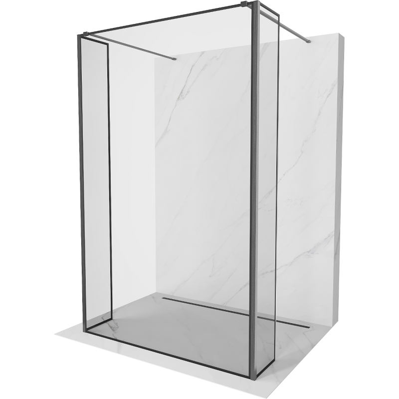 Mexen Kioto voľne stojaca sprchová stena 110 x 30 x 30 cm, čierny rám, gun gray brúsený - 800-110-030-222-66-70-030