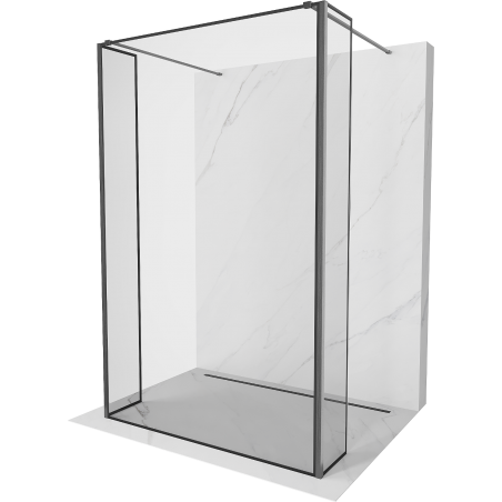 Mexen Kioto samostatne stojaca sprchová stena 120 x 30 x 30 cm, čierny rám, brúsená gun gray - 800-120-030-222-66-70-030