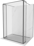 Mexen Kioto samostatne stojaca sprchová stena 120 x 30 x 30 cm, čierny rám, brúsená gun gray - 800-120-030-222-66-70-030