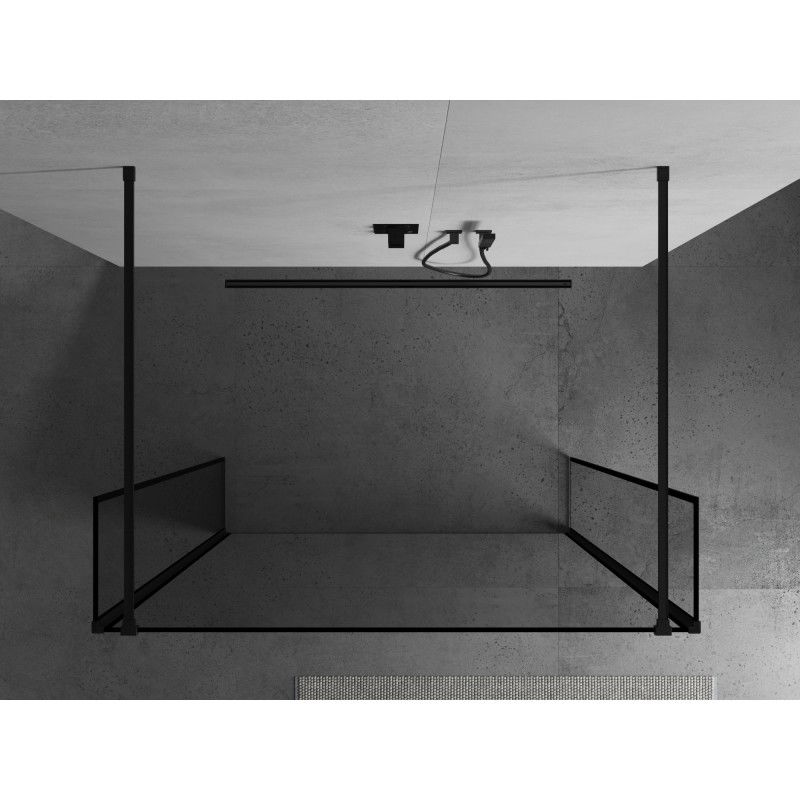 Mexen Kioto voľne stojaca sprchová stena 100 x 30 x 30 cm, čierny rám, čierna - 800-100-030-222-70-70-030