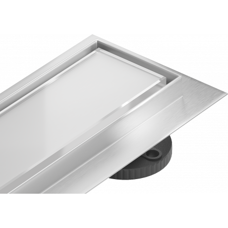 Mexen Flat 360° MGW rotačný lineárny odtok 70 cm, biele sklo - 1027070-40