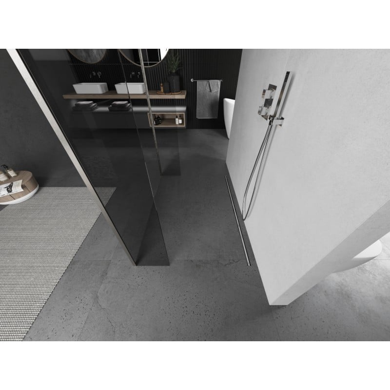 Mexen Kioto voľne stojaca sprchová stena 130 x 30 x 30 cm, transparentná, kartáčovaný nikel - 800-130-030-222-97-00-030