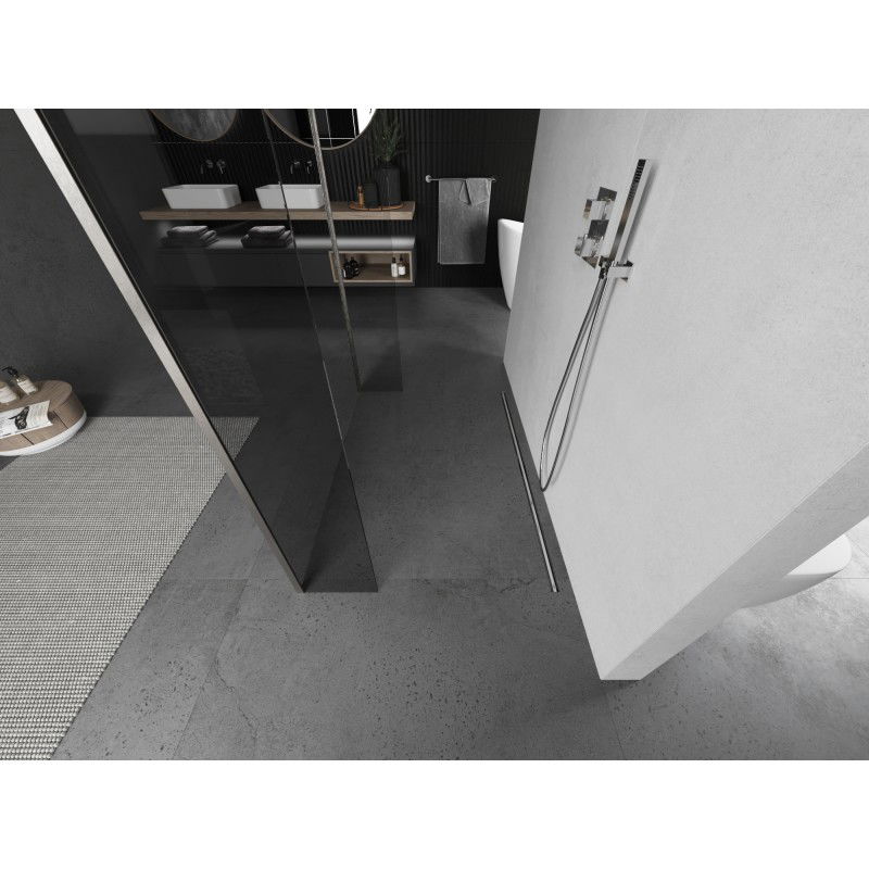 Mexen Kioto samostatne stojaca sprchová stena 170 x 30 x 30 cm, priehľadná, brúsený nikel - 800-170-030-222-97-00-030