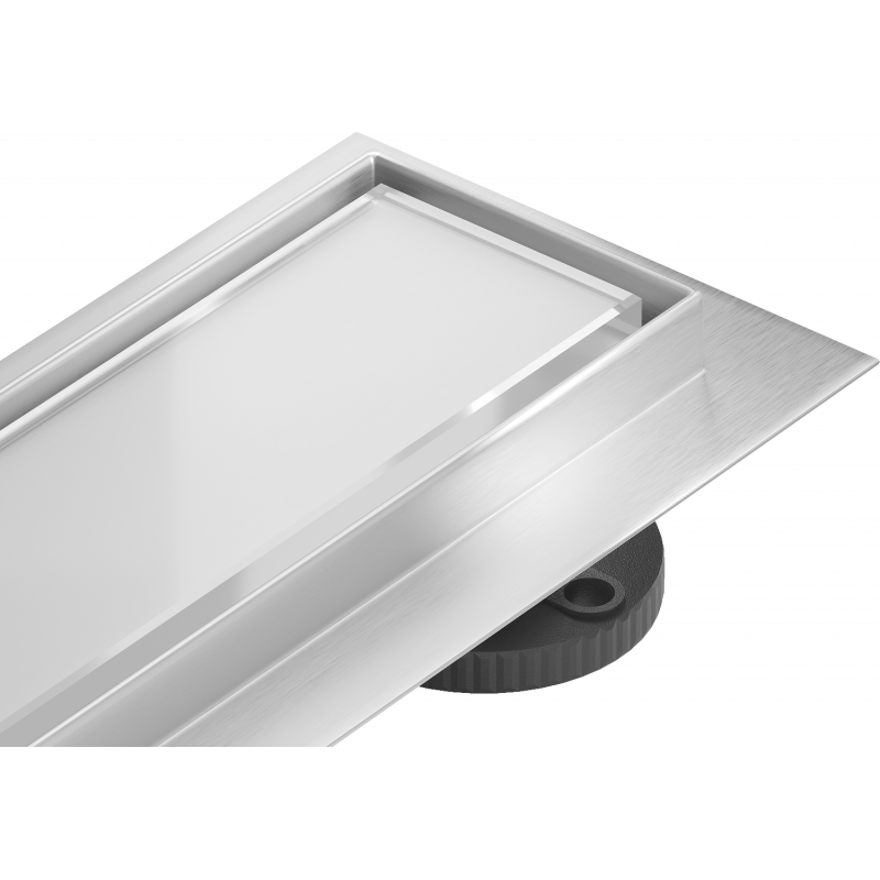 Mexen Flat 360° MGW otočný líniový odtok 80 cm, biele sklo - 1027080-40