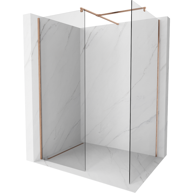 Mexen Kioto sprchová stena Walk-in 85 x 70 cm, transparentná, brúsená meď - 800-085-202-65-00-070