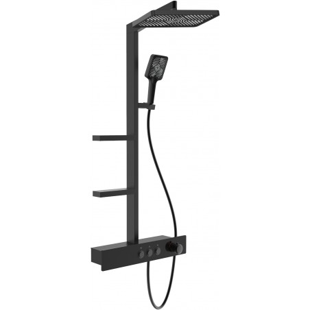 Mexen Saxx nadomový sprchový set s dažďovou sprchou a batériou, čierny - 78102-70