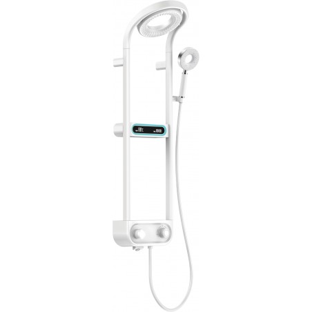 Mexen Peak nástenná sprchová súprava s dažďovou sprchou a batériou, LED displej, biela - 78106-20