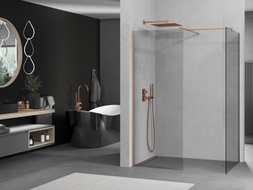 Mexen Kioto sprchová stena Walk-in 140 x 120 cm, číra, kartáčovaná meď - 800-140-202-65-00-120