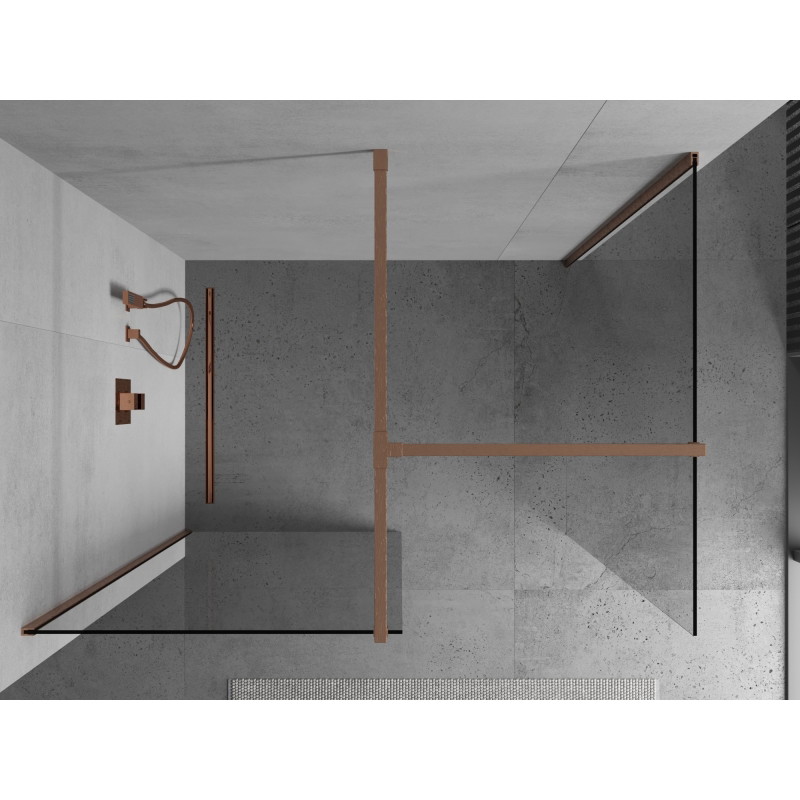 Mexen Kioto sprchová stena Walk-in 140 x 120 cm, číra, kartáčovaná meď - 800-140-202-65-00-120