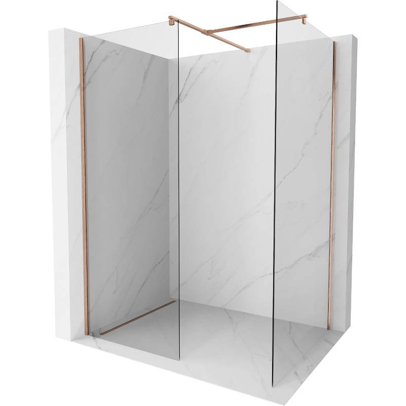 Mexen Kioto sprchová stena Walk-in 140 x 120 cm, číra, kartáčovaná meď - 800-140-202-65-00-120