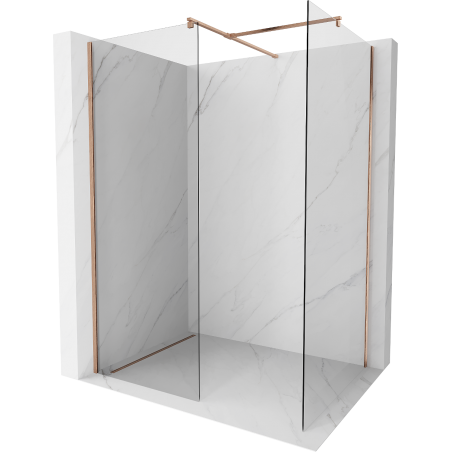 Mexen Kioto sprchová stena Walk-in 140 x 120 cm, číra, kartáčovaná meď - 800-140-202-65-00-120