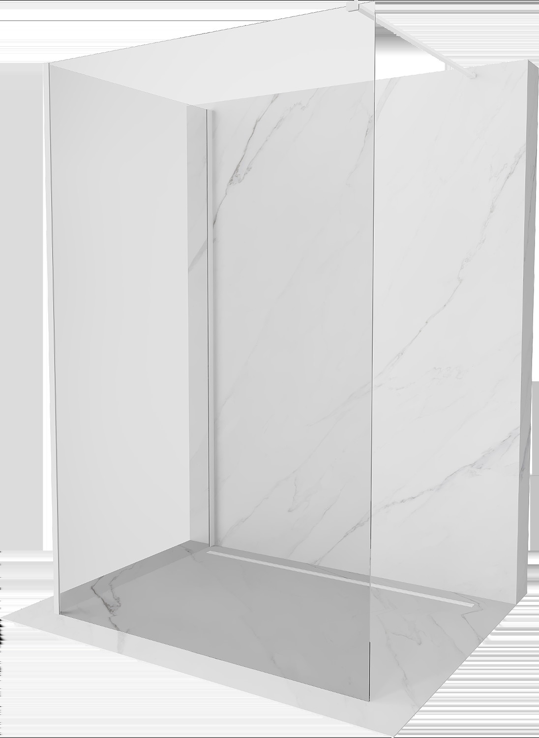 Mexen Kioto sprchová zástena Walk-in 125 x 70 cm, transparentná, biela - 800-125-212-20-00-070