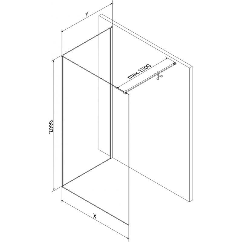 Mexen Kioto sprchová stena Walk-in 125 x 80 cm, priehľadná, biela - 800-125-212-20-00-080