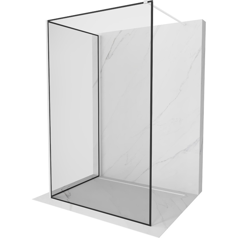 Mexen Kioto sprchová priečka Walk-in 120 x 80 cm, čierny rám, biela - 800-120-212-20-70-080