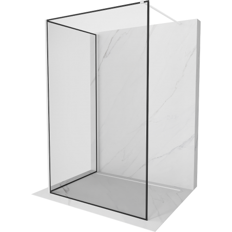 Mexen Kioto sprchová priečka Walk-in 120 x 80 cm, čierny rám, biela - 800-120-212-20-70-080