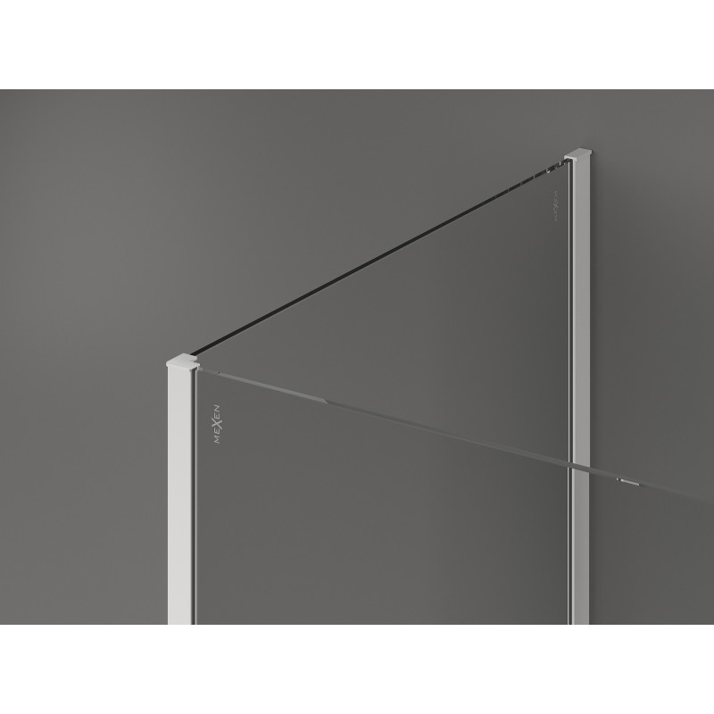 Mexen Kioto sprchová priečka Walk-in 120 x 80 cm, čierny rám, biela - 800-120-212-20-70-080