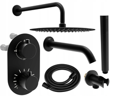 Mexen Kai DR70 zapustený vaňový a sprchový set s dažďovou sprchou 30 cm, čierny - 77602DR70301-70