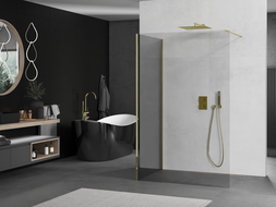 Mexen Kioto sprchová stena Walk-in 140 x 80 cm, transparentná, zlatá - 800-140-212-50-00-080