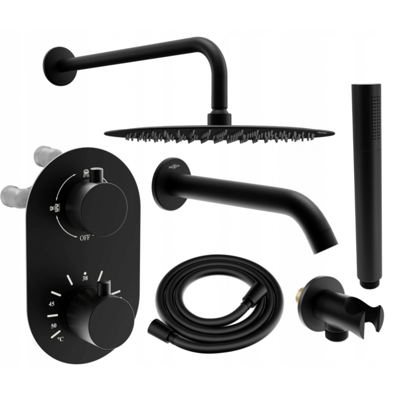 Mexen Kai DR70 podomietkový vaňovo-sprchový set s dažďovou sprchou 25 cm, čierny - 77602DR70251-70