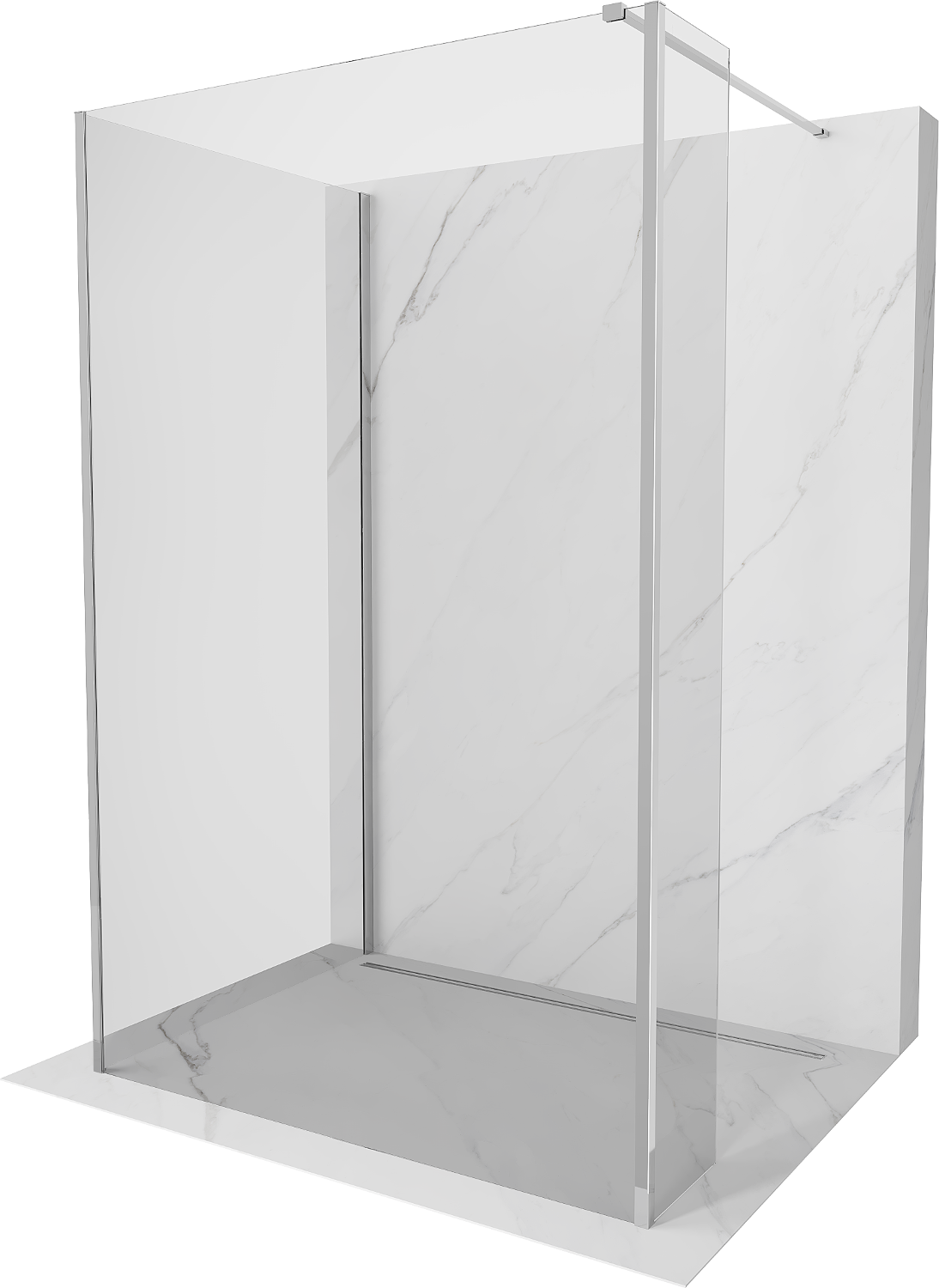 Mexen Kioto sprchová stena Walk-in 100 x 75 x 30 cm, transparentná, chróm - 800-100-075-221-01-00-030