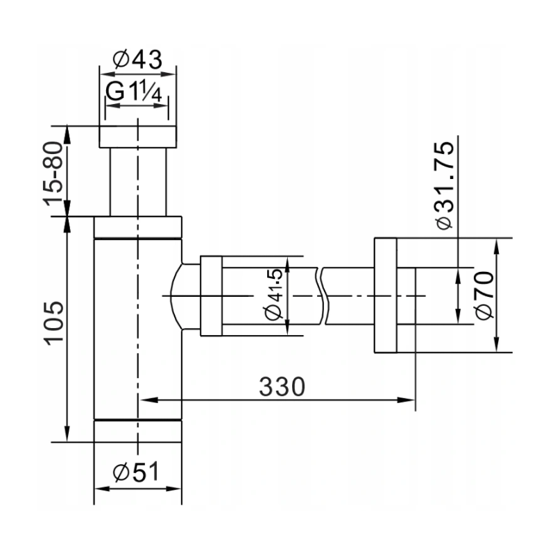 Mexen okrúhly polsifón umývadlový s klik-klak zátkou, bez prepadu, chróm - 7991050-00